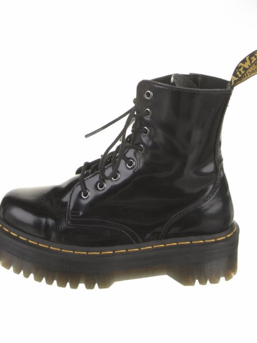 Dr. Martens Black Patent Platform Lace-Up Boot